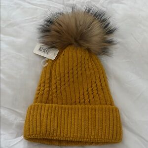 Cozy Mustard Knit Pom-Pom Beanie